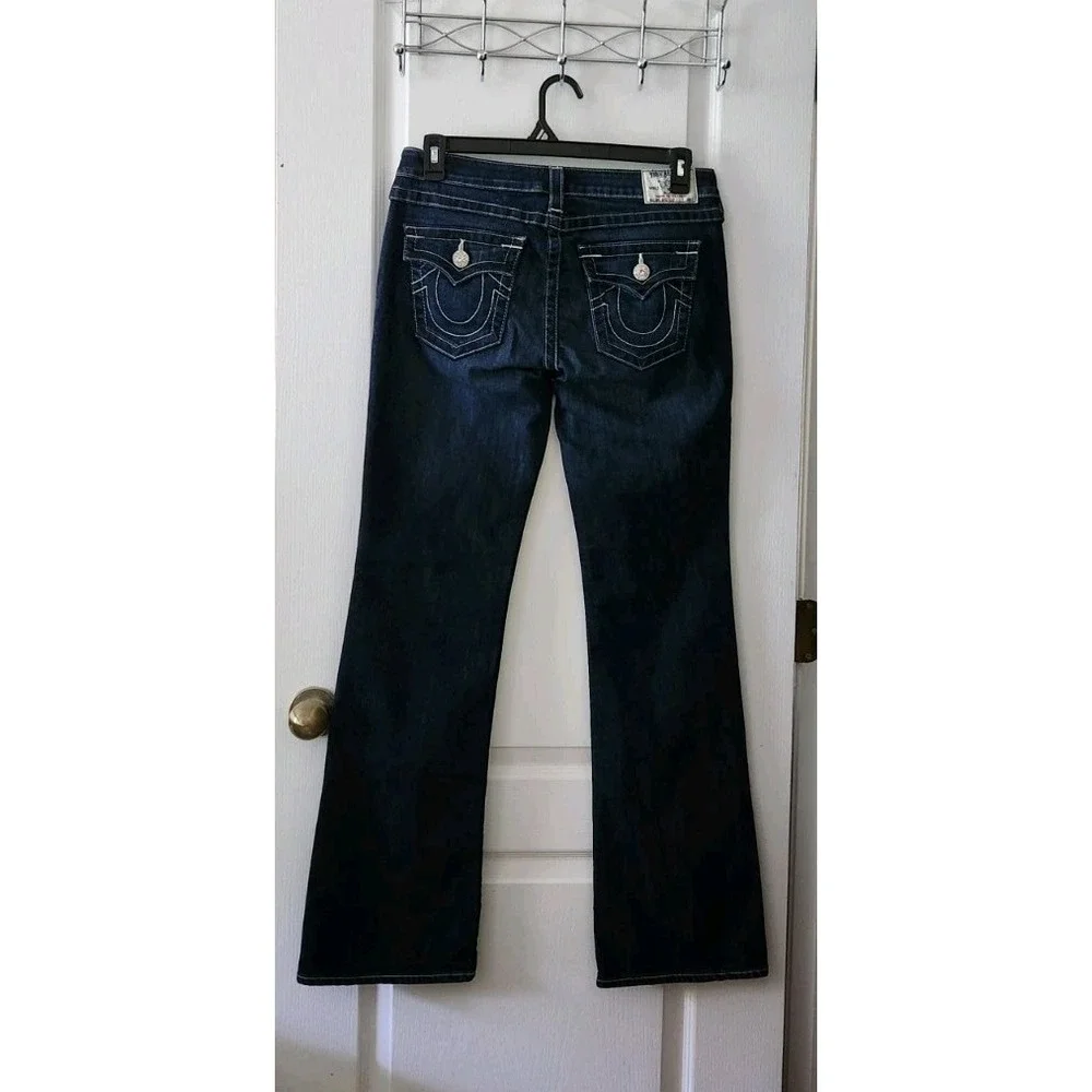 True Religion World Tour Womens Bootcut Blue‎ Jeans Pants Low-rise Rhinestone 32